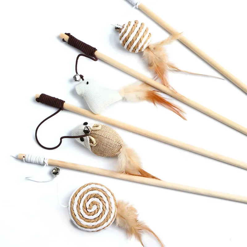 Interactive Feather Cat Wand Toy